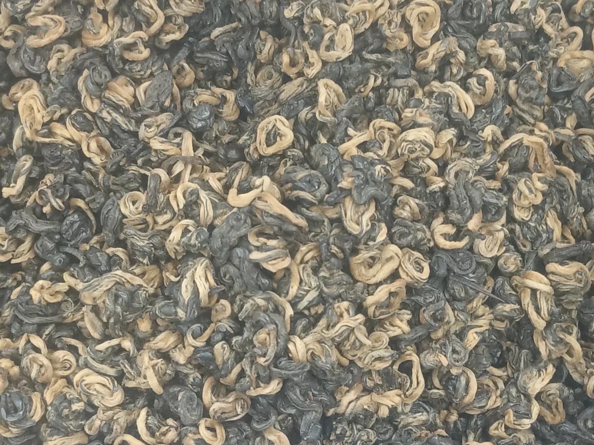 Golden-tipped Dianhong leaves representing Chinese black tea