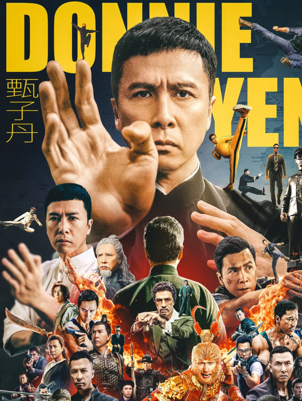 A Xiaohongshu Donnie Yen career poster gathers Ip Man, action roles and the star's wider martial-arts screen image