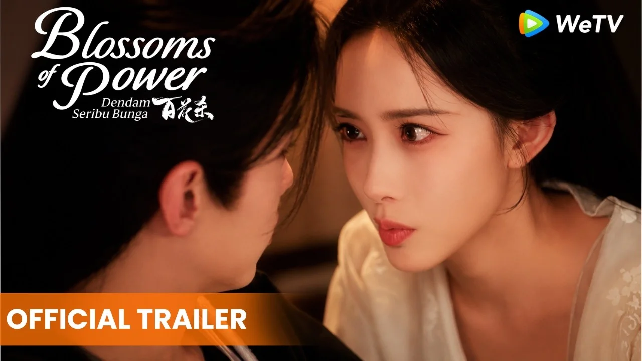Meng Ziyi in WeTV's official trailer artwork for Blossoms of Power