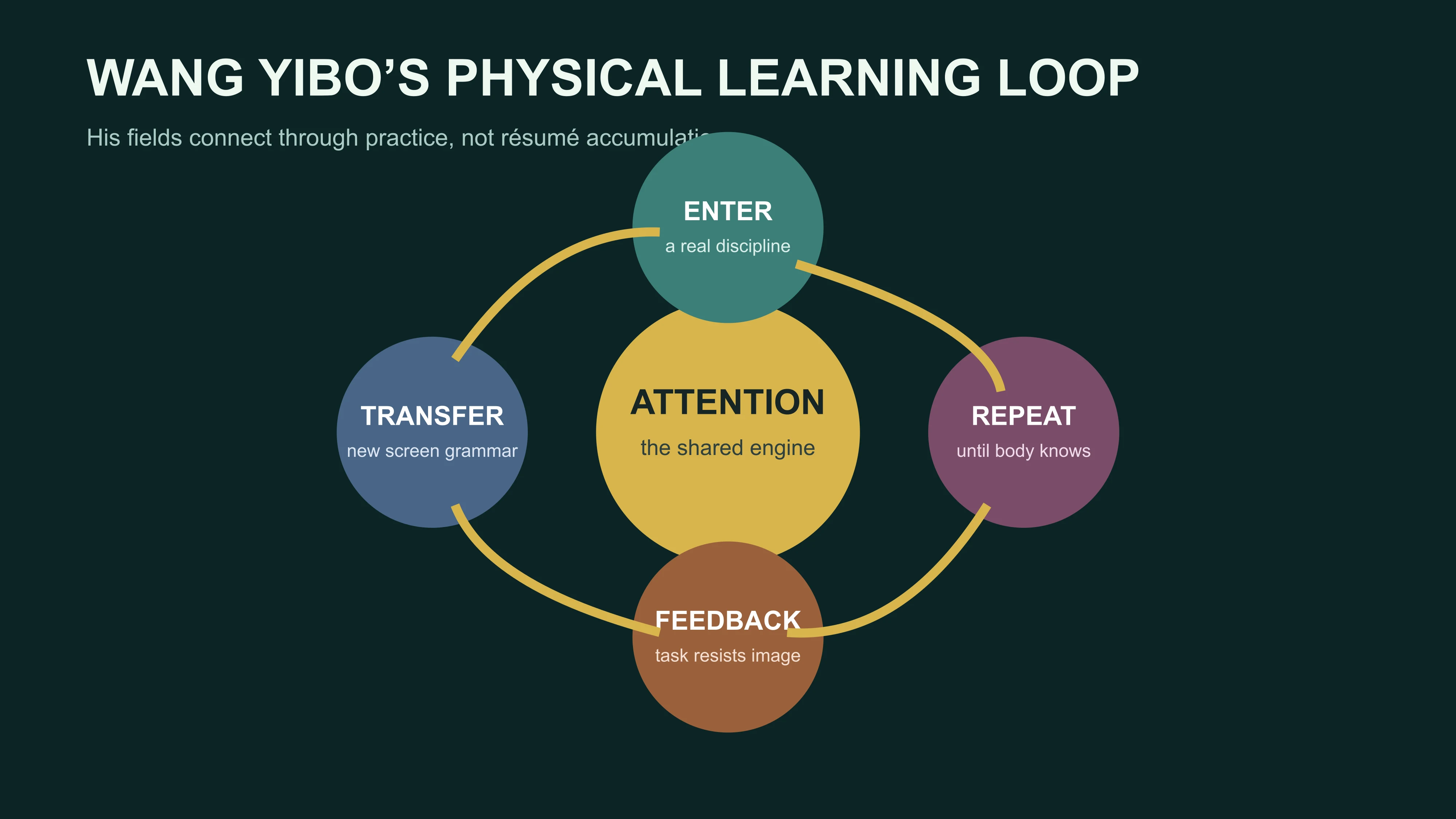 East Moment diagram of Wang Yibo's physical learning loop from entering a discipline through feedback and transfer
