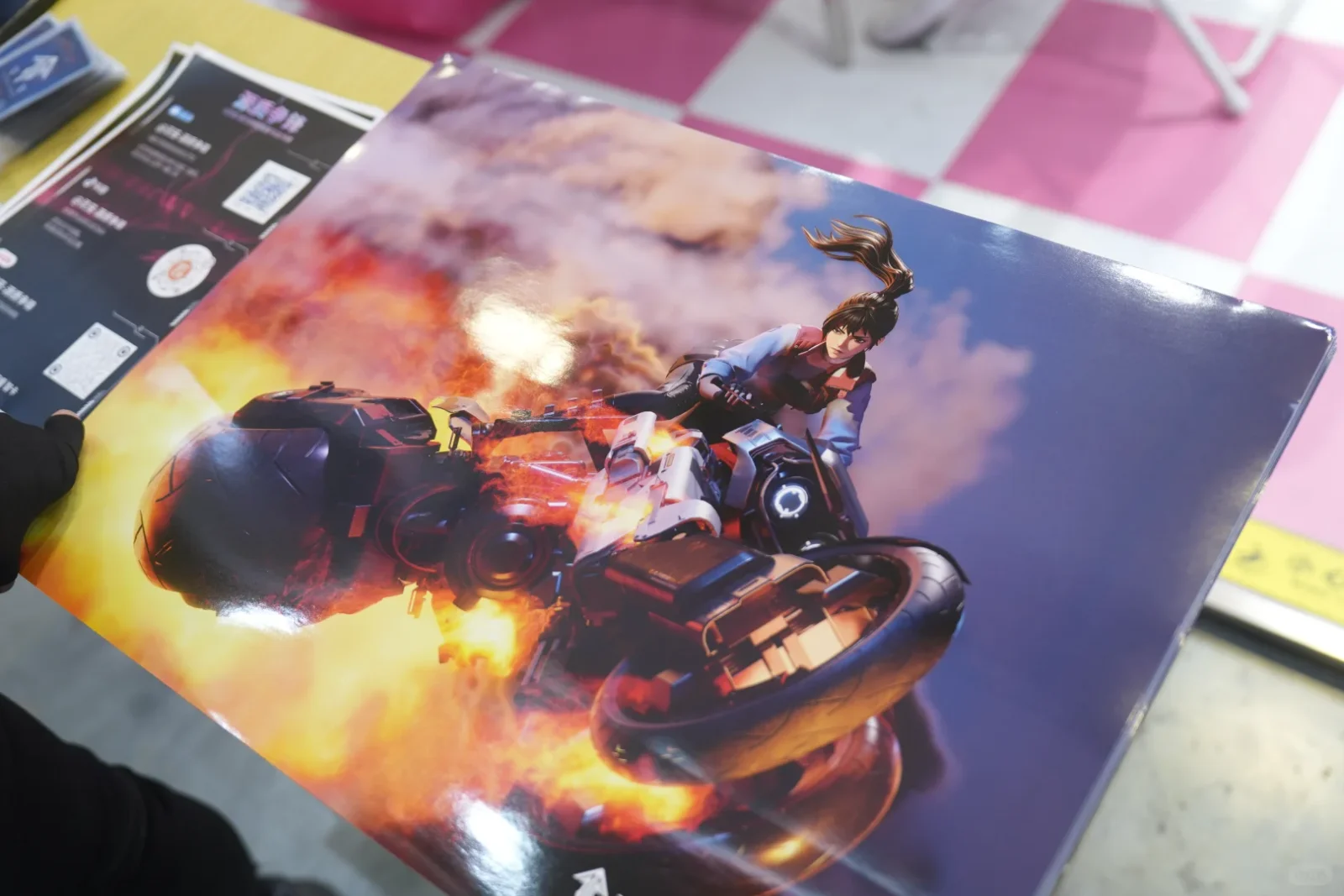 Bai Yuekui motorbike artwork photographed at a Shanghai BW convention booth