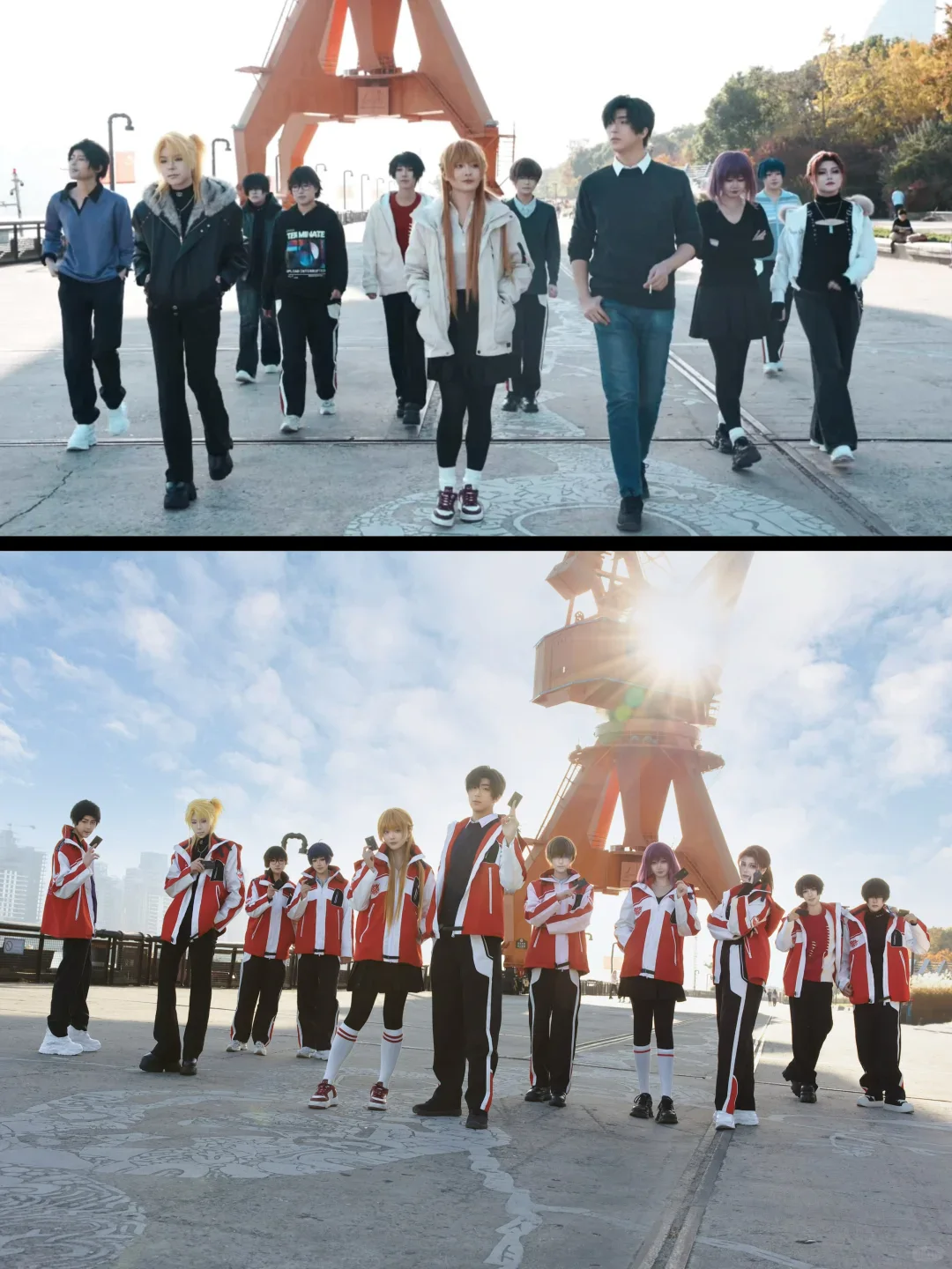 The King's Avatar cosplayers walking together before changing into coordinated Xingxin team uniforms