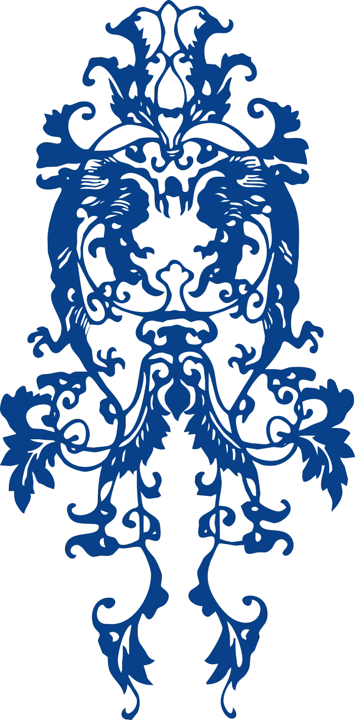 Modern narrow blue-and-white floral band designed for repeated ceramic borders
