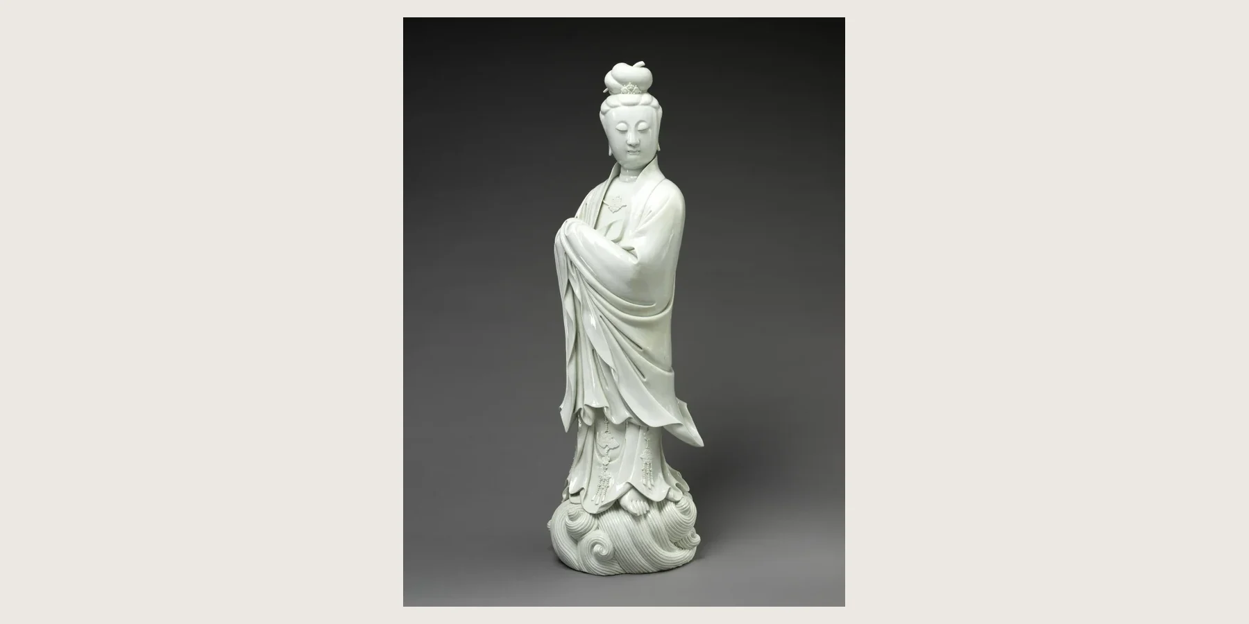 An eighteenth-century Chinese Dehua porcelain White-Robed Guanyin with white glaze