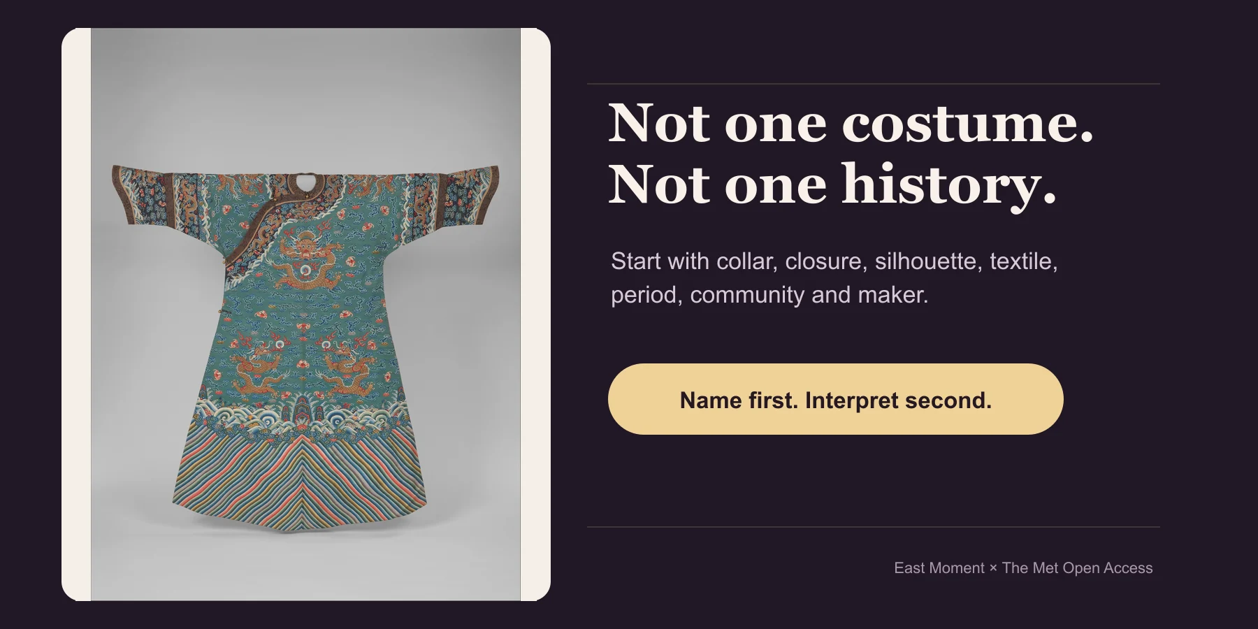 Traditional Chinese womens clothing guide beside a late nineteenth-century woman's festival robe