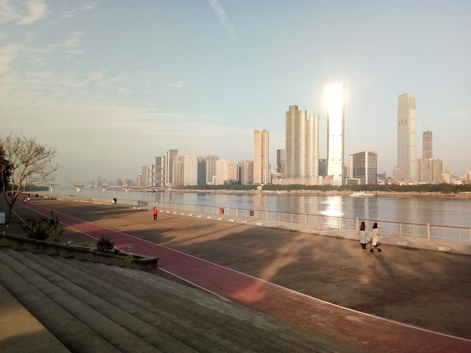 Xiang River and central Changsha skyline seen from the riverside of Orange Isle