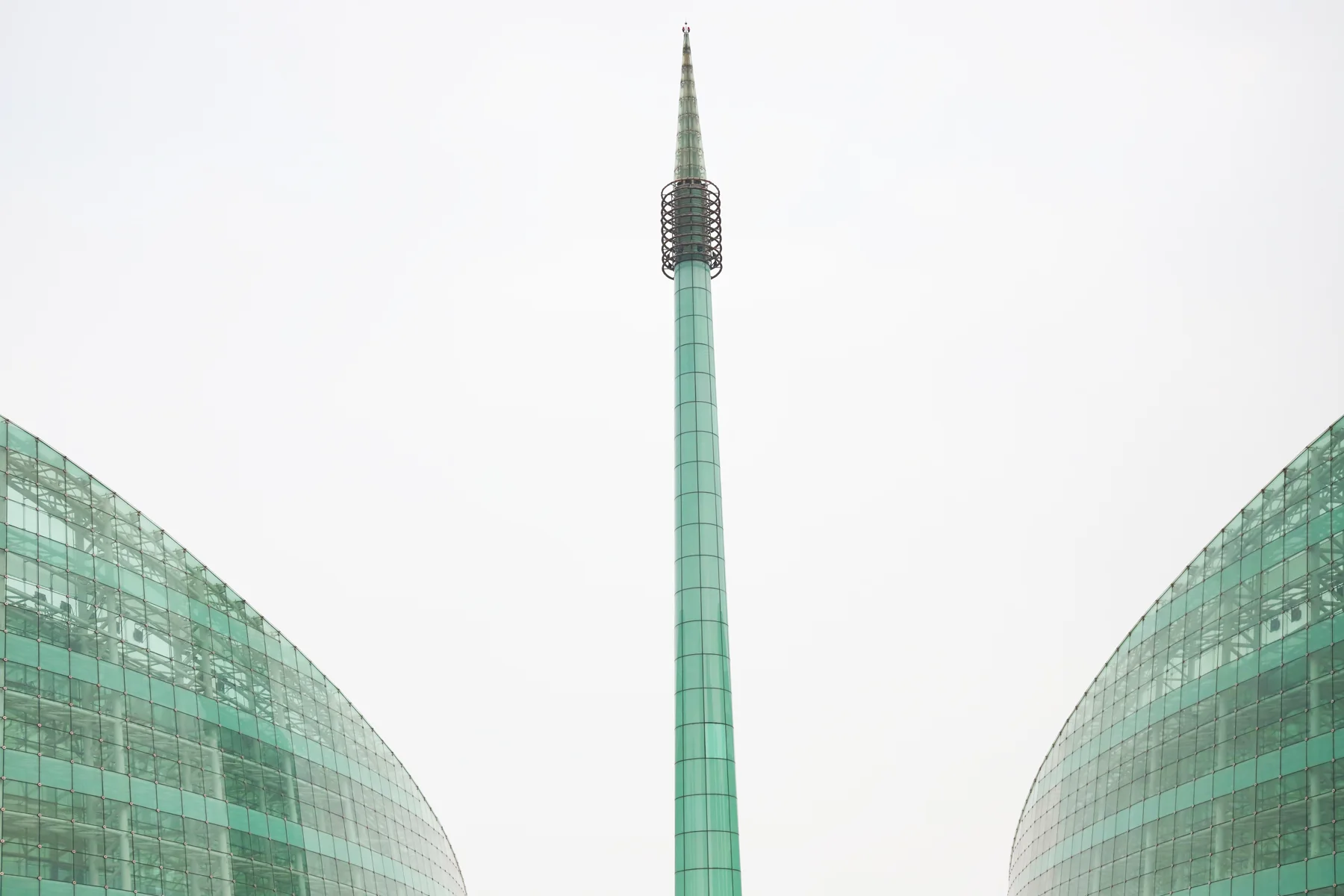 Geometric facade and central tower of Zhengzhou Art Museum