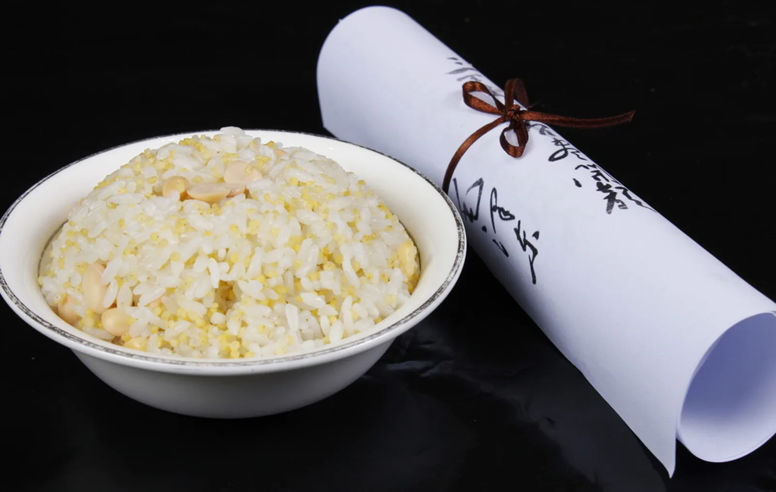 Chinese rice served with grains and traditional accompaniments