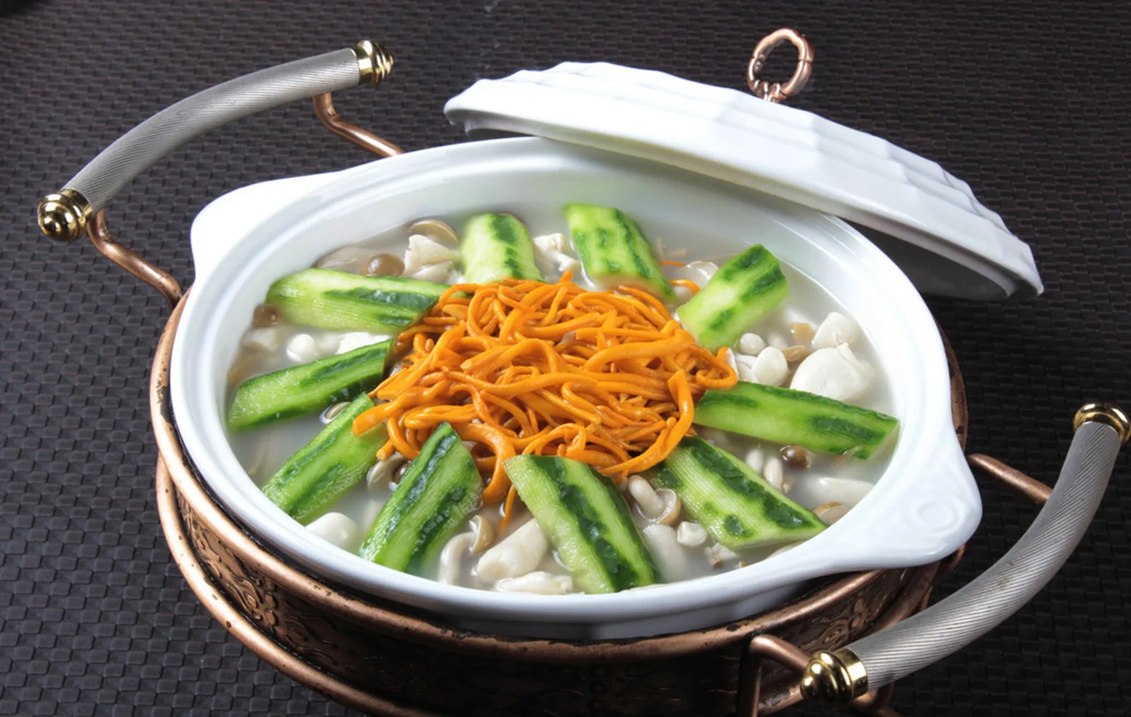 Wild mushrooms and greens representing Yunnan and Guizhou food