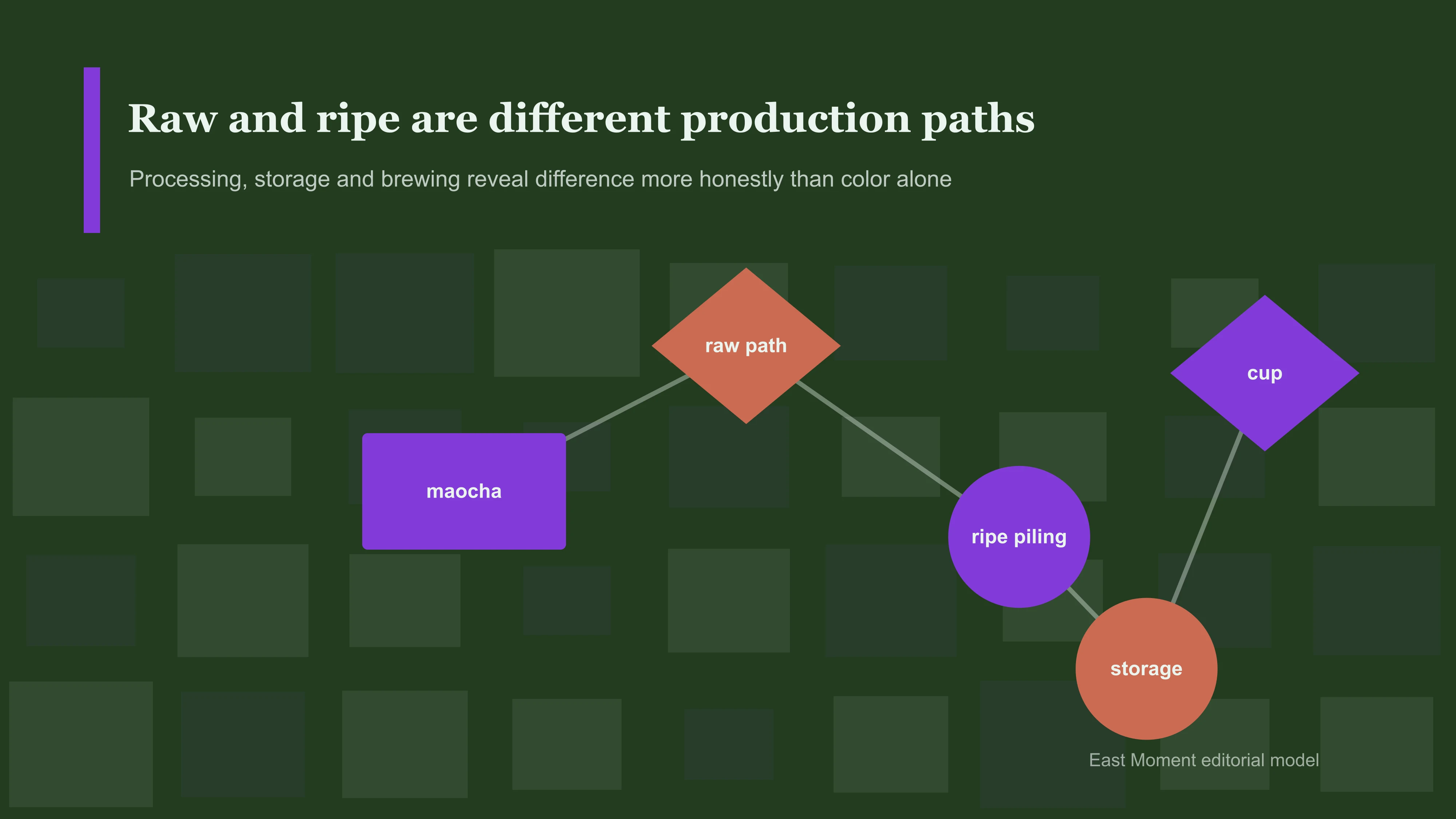 Raw and ripe are different production paths. Processing, storage and brewing reveal difference more honestly than color alone.