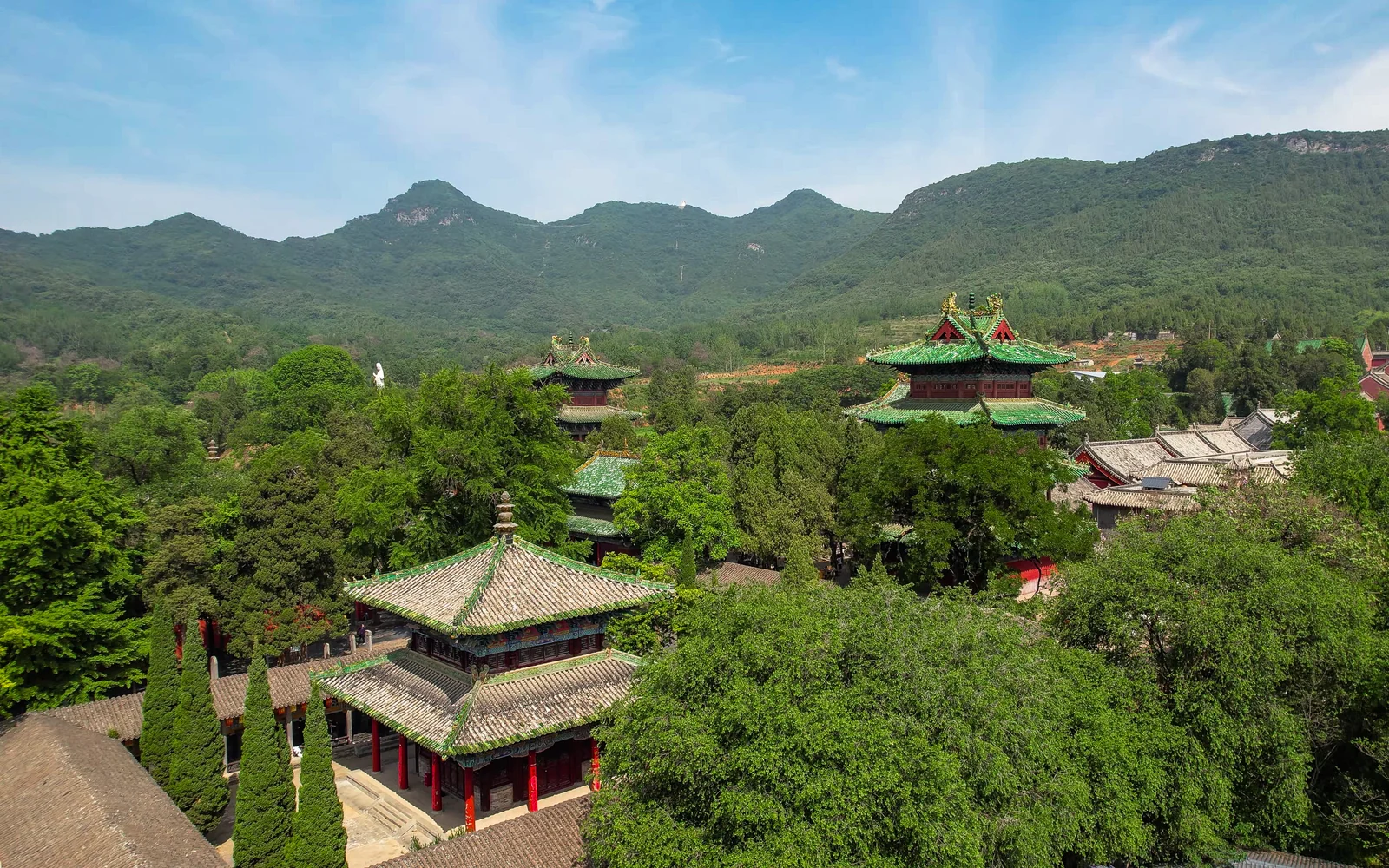 The Shaolin Temple complex spread across the wooded Songshan landscape