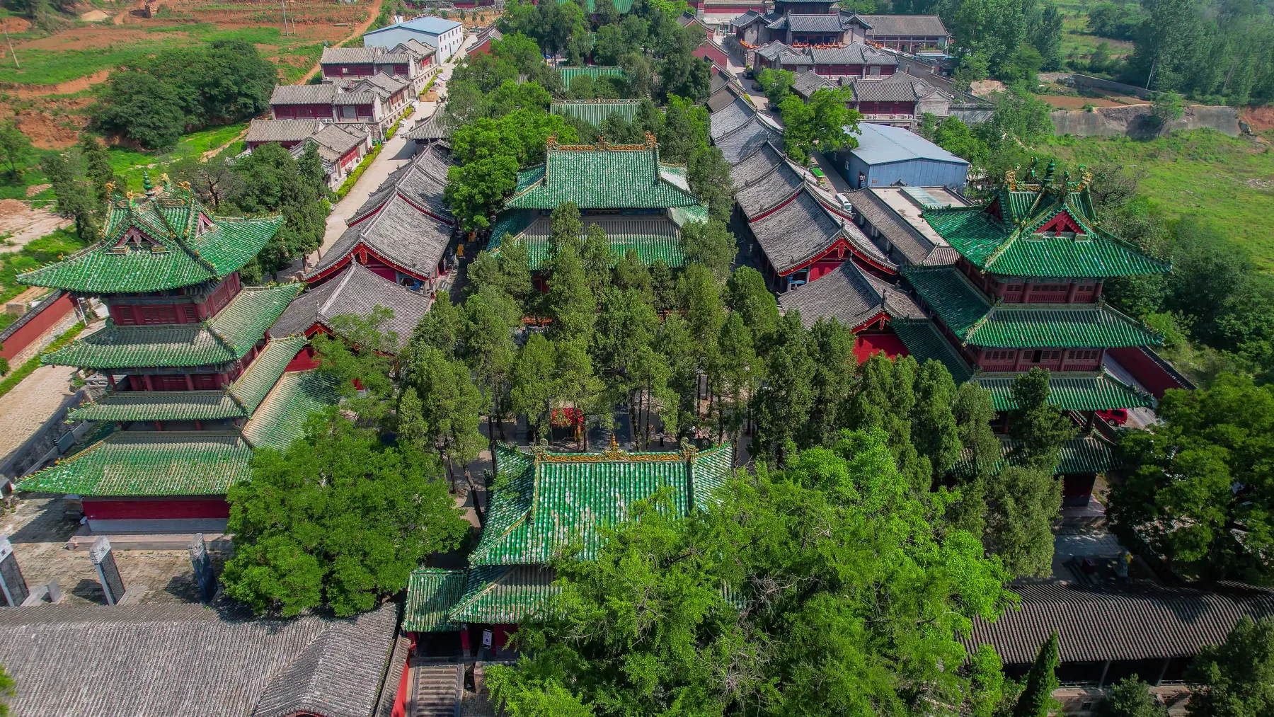 Shaolin Temple within the Songshan landscape, showing one institution and terrain inside the much wider field of Chinese martial arts