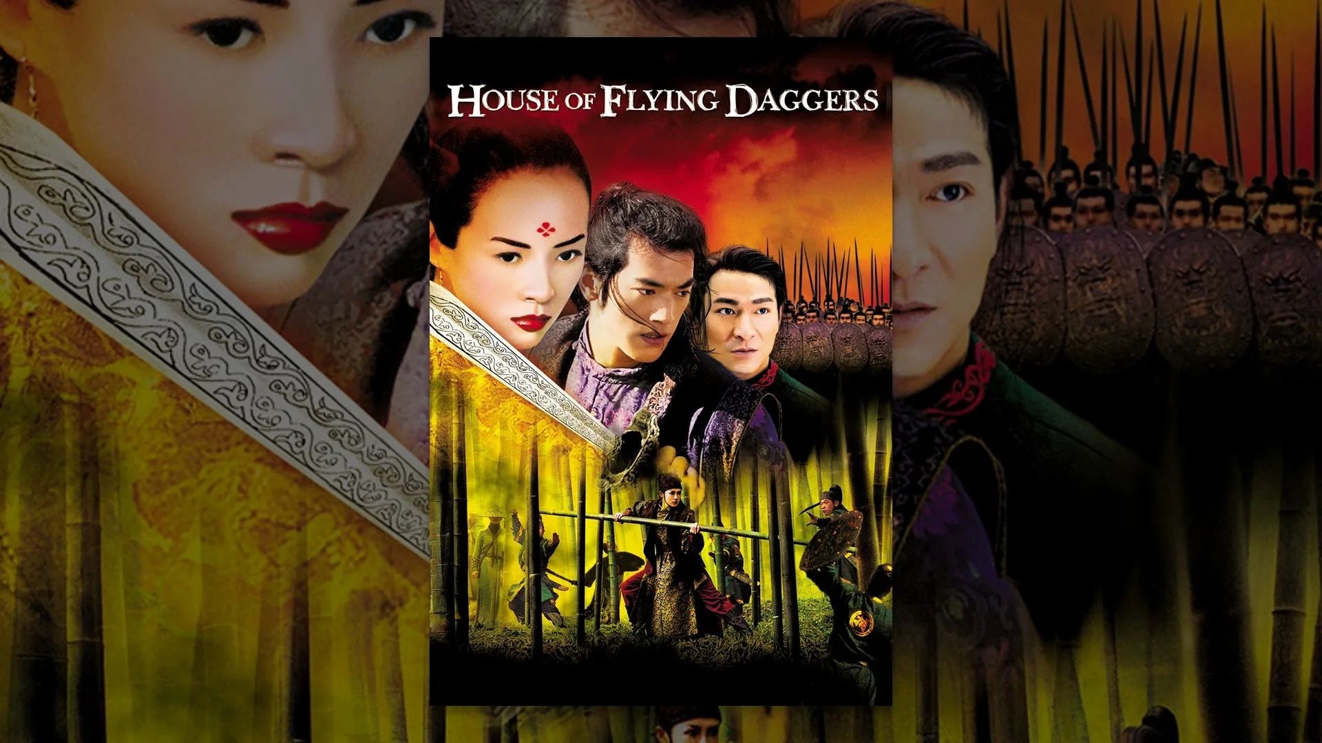 Mei moves through a green bamboo setting in House of Flying Daggers