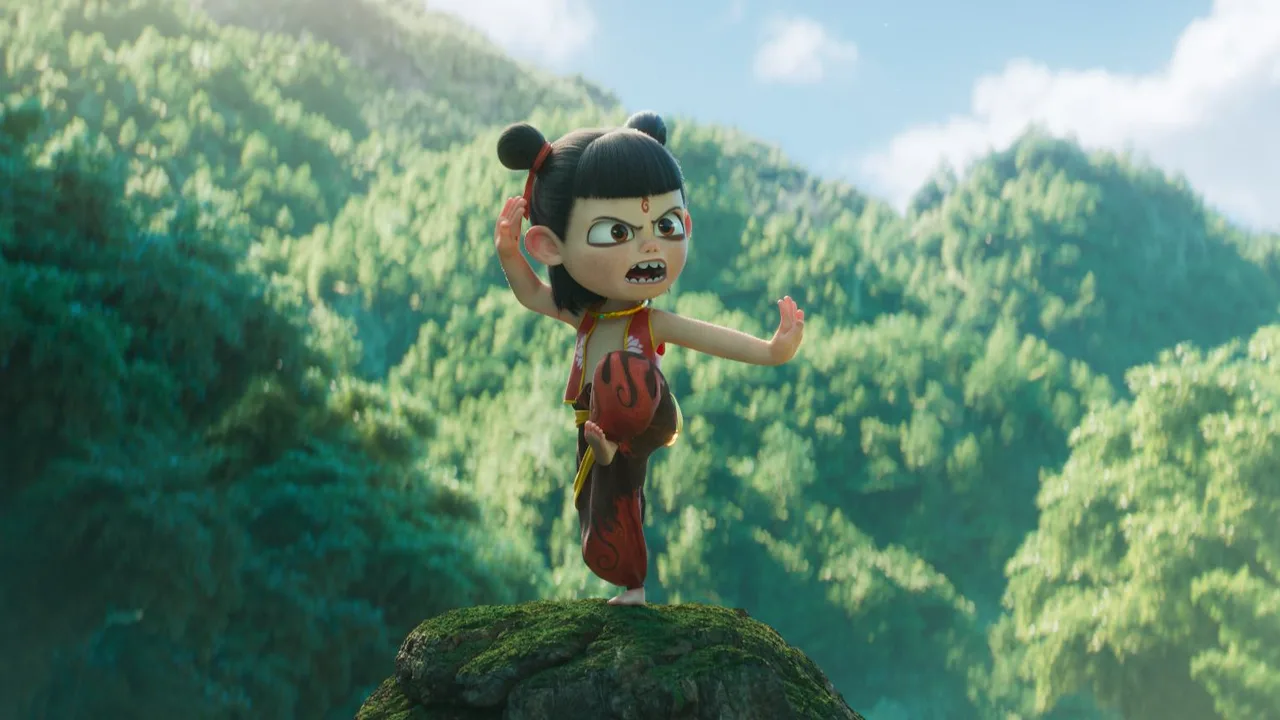 Ne Zha in an official A24 still from the animated film Ne Zha II