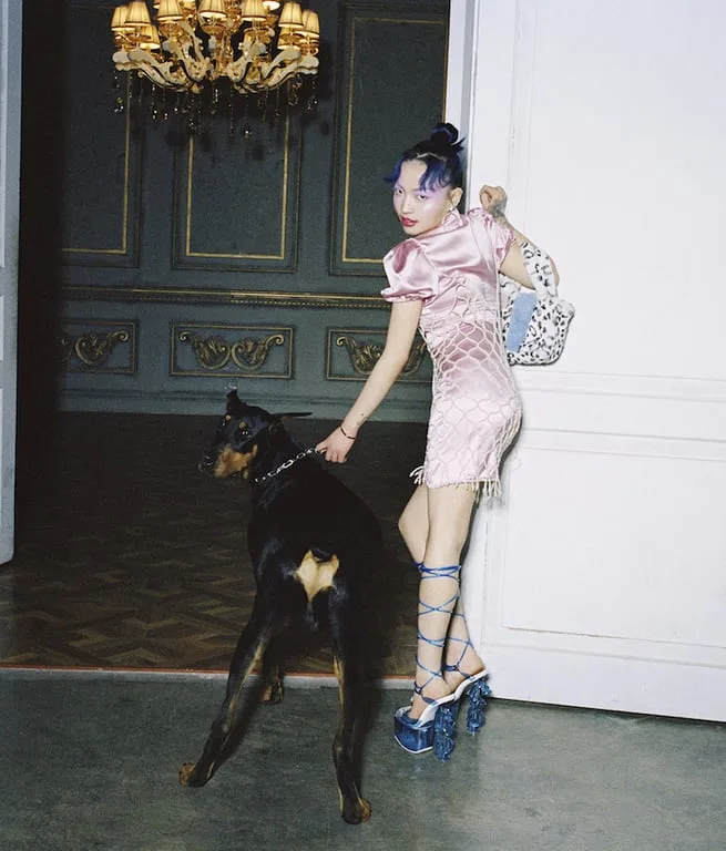 VaVa Mao Yanqi posing in a RADII interview fashion portrait