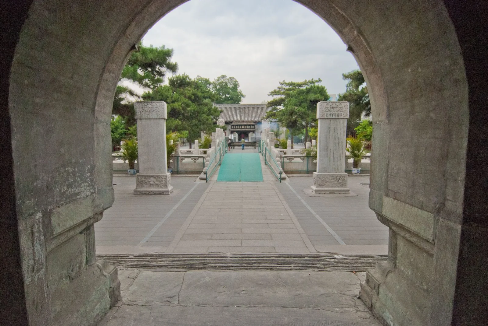 Stone gateway opening into Beijing's White Cloud Temple complex
