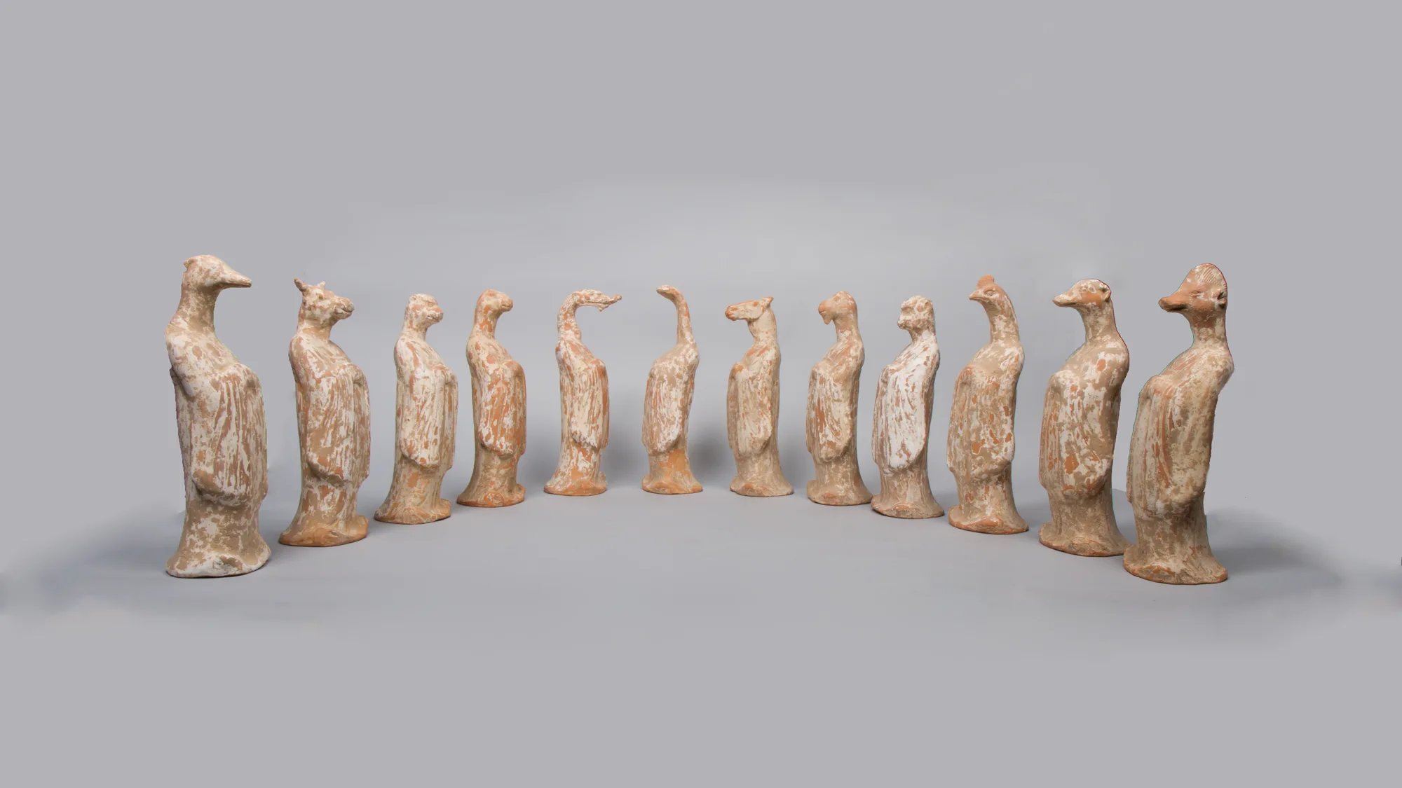 Tang dynasty set of twelve animal-headed Chinese zodiac figures