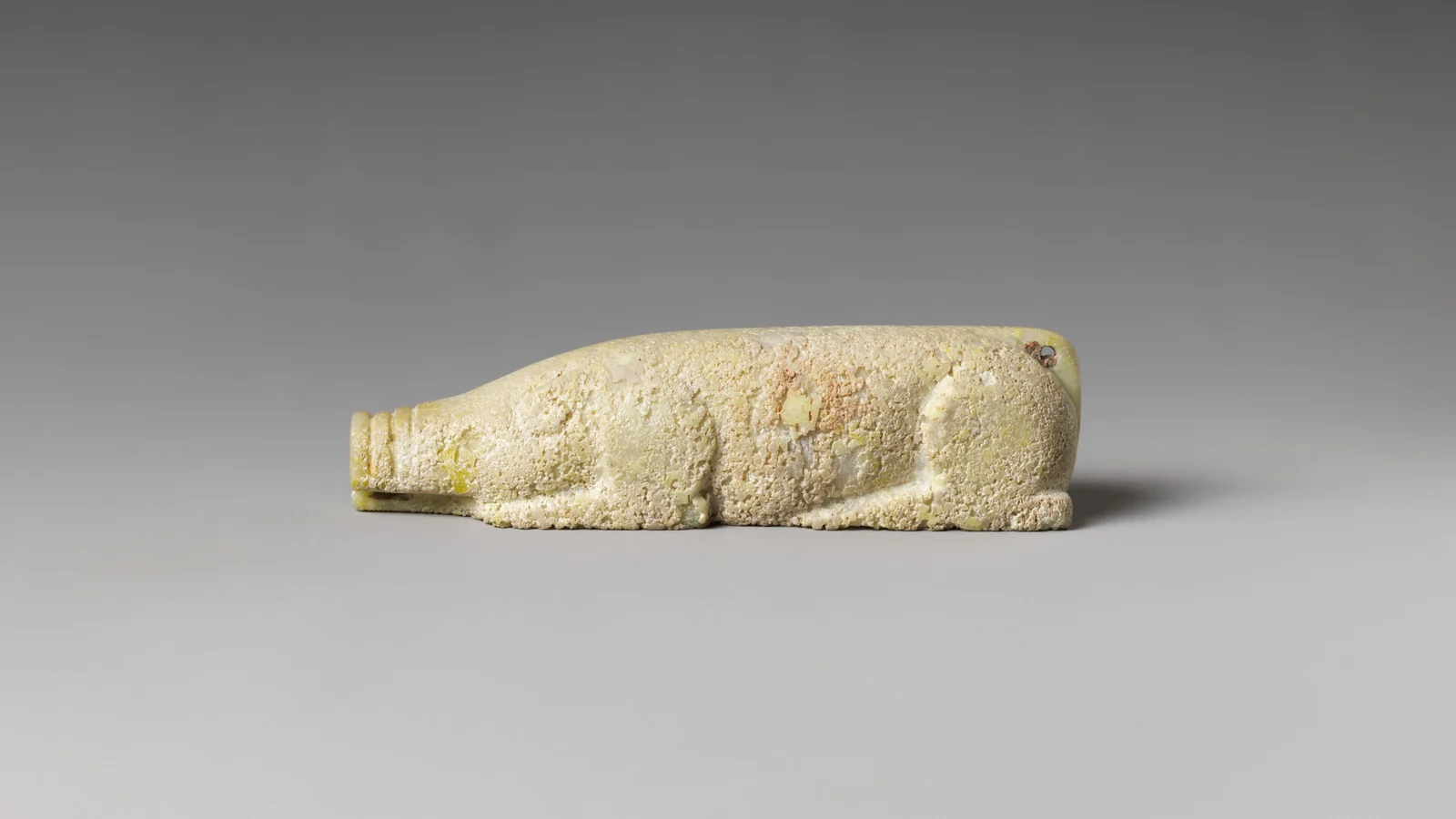 First- to second-century Chinese dolomite pig shown in a recumbent position