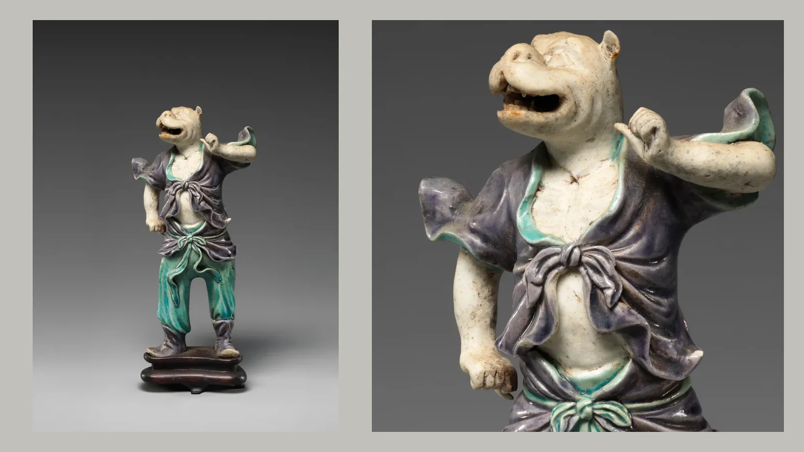 A late seventeenth- or early eighteenth-century enamel-painted porcelain zodiac tiger