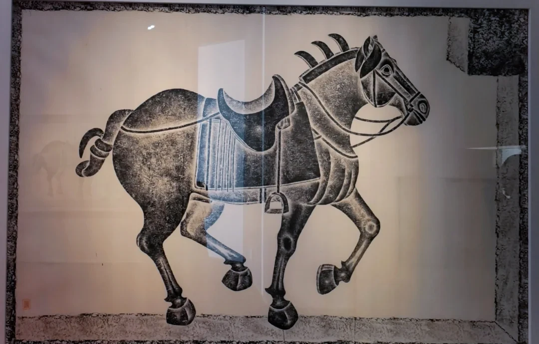 Chinese zodiac years Horse illustration showing a museum rubbing of a Tang stone carving