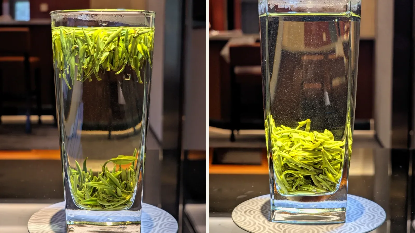 no-caption Two glass-infusion views from one authorized Huangshan Maofeng consumer record