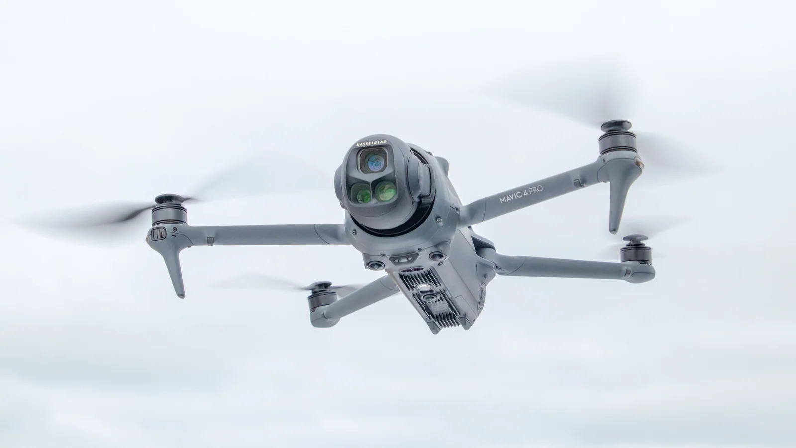 A DJI Mavic 4 Pro photographed in flight in New York in December 2025