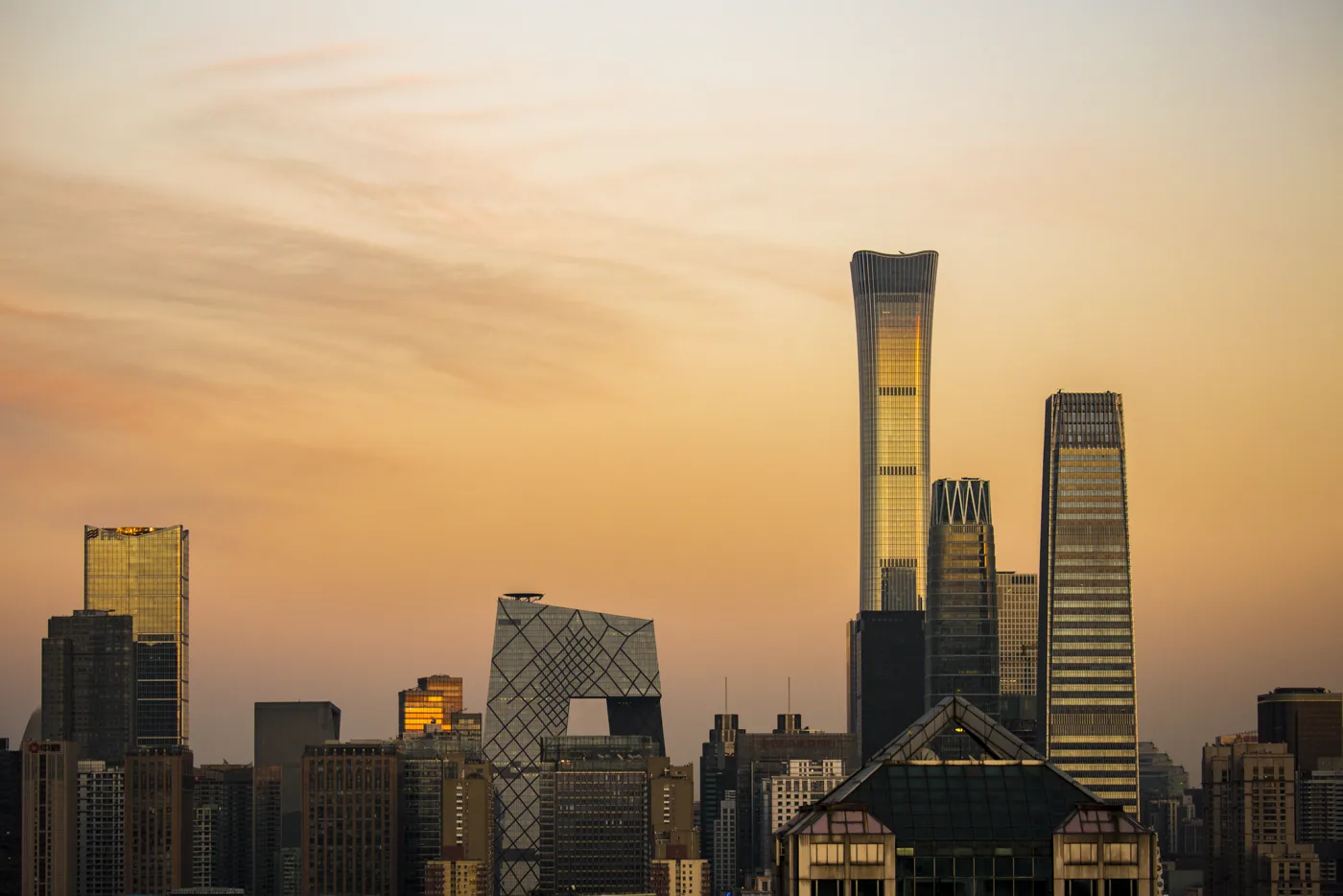 Beijing CBD at sunset showing the capital's contemporary scale