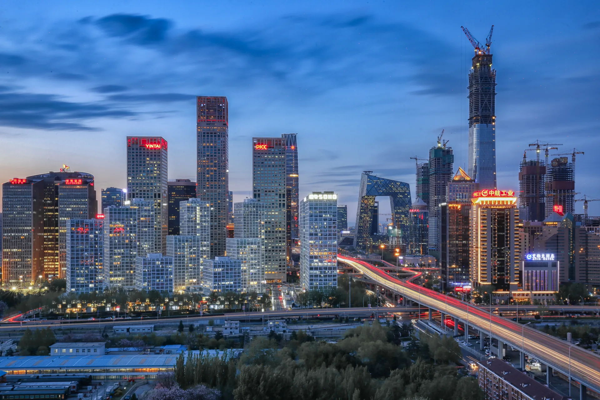 Beijing skyline and illuminated architecture for travelers planning to travel to Beijing