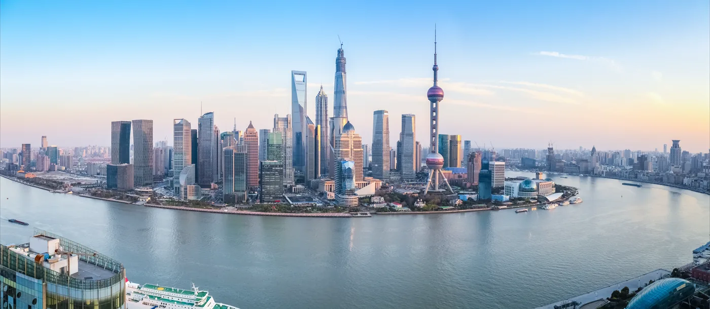 Shanghai skyline in daylight showing the city's modern layers